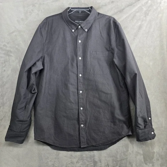 Mack Weldon Men's Oxford‎ Button-Down Dress Shirt Long Sleeve Gray Large - Picture 2 of 10